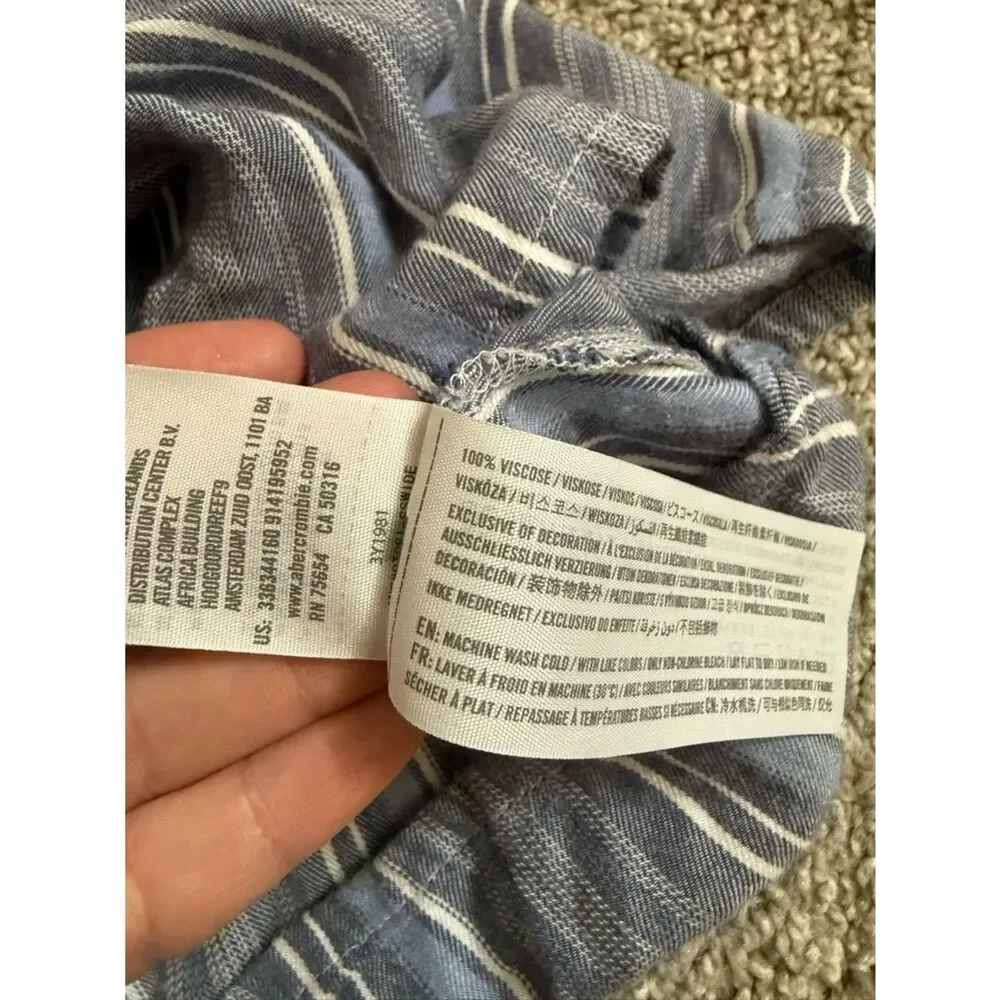 Hollister Blue and White Striped One-Shoulder Ruffle Top